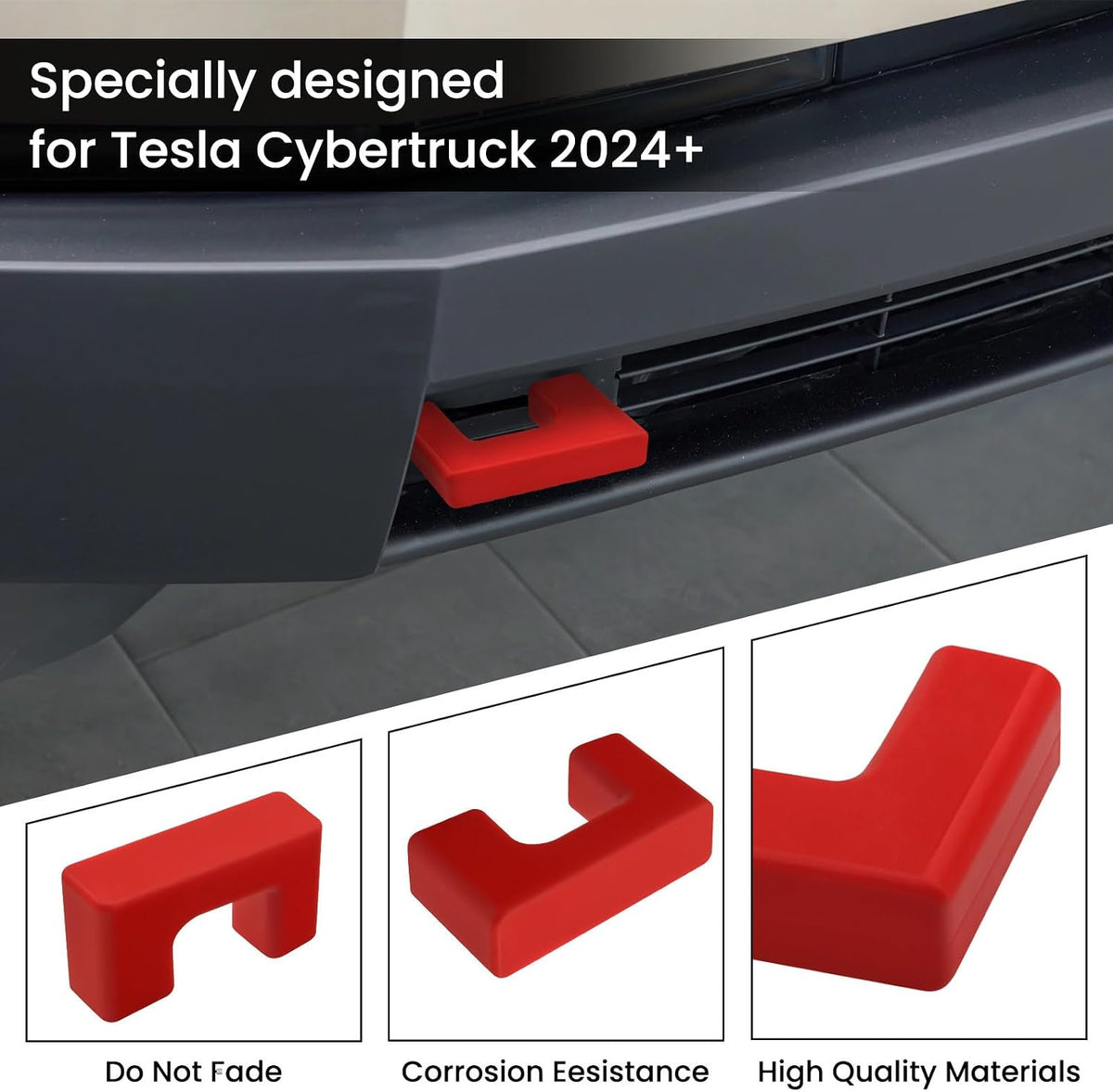 Tow Hook Covers for Tesla Cybertruck (2024-2026), Red