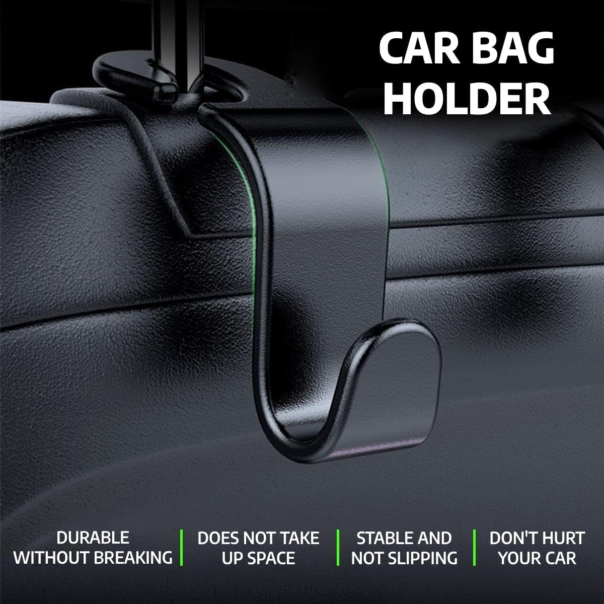 Car Seat Headrest Hook 4 Pack Hanger Storage Organizer Universal for Handbag Purse Coat Fit Universal Vehicle Car Black S Type