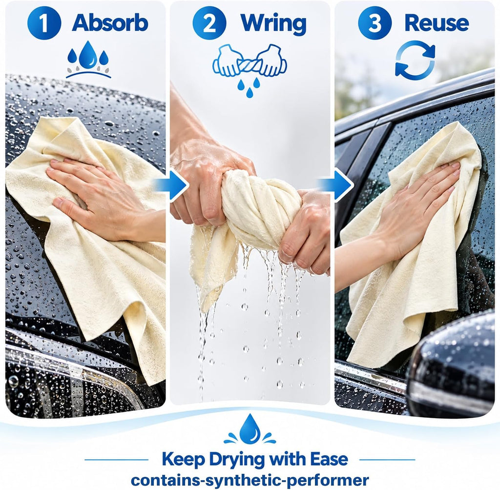 Chamois Cloth for Car Drying Towel - 23.6"X35.4" Sheepskin Leather